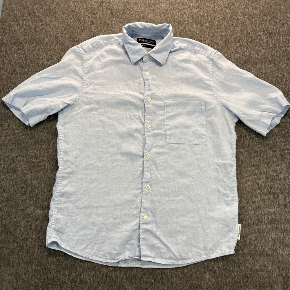 Marc O'Polo Shirt Men's Linen Button Up Short Sleeve Pocket Size Medium